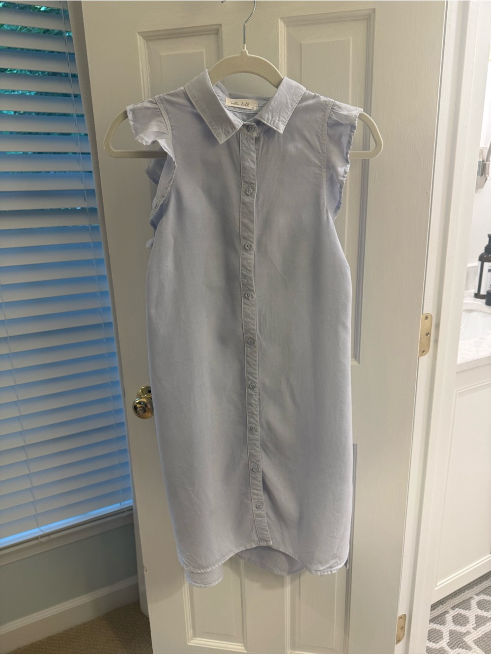Bella Dahl Sleeveless Shirt Dress in Pale Blue- M